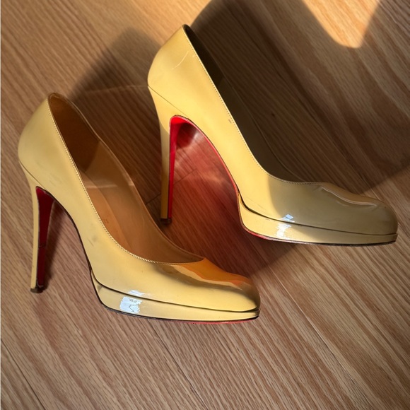 Christian Louboutin Shoes - Christian Louboutin Beige Patent Leather Heels